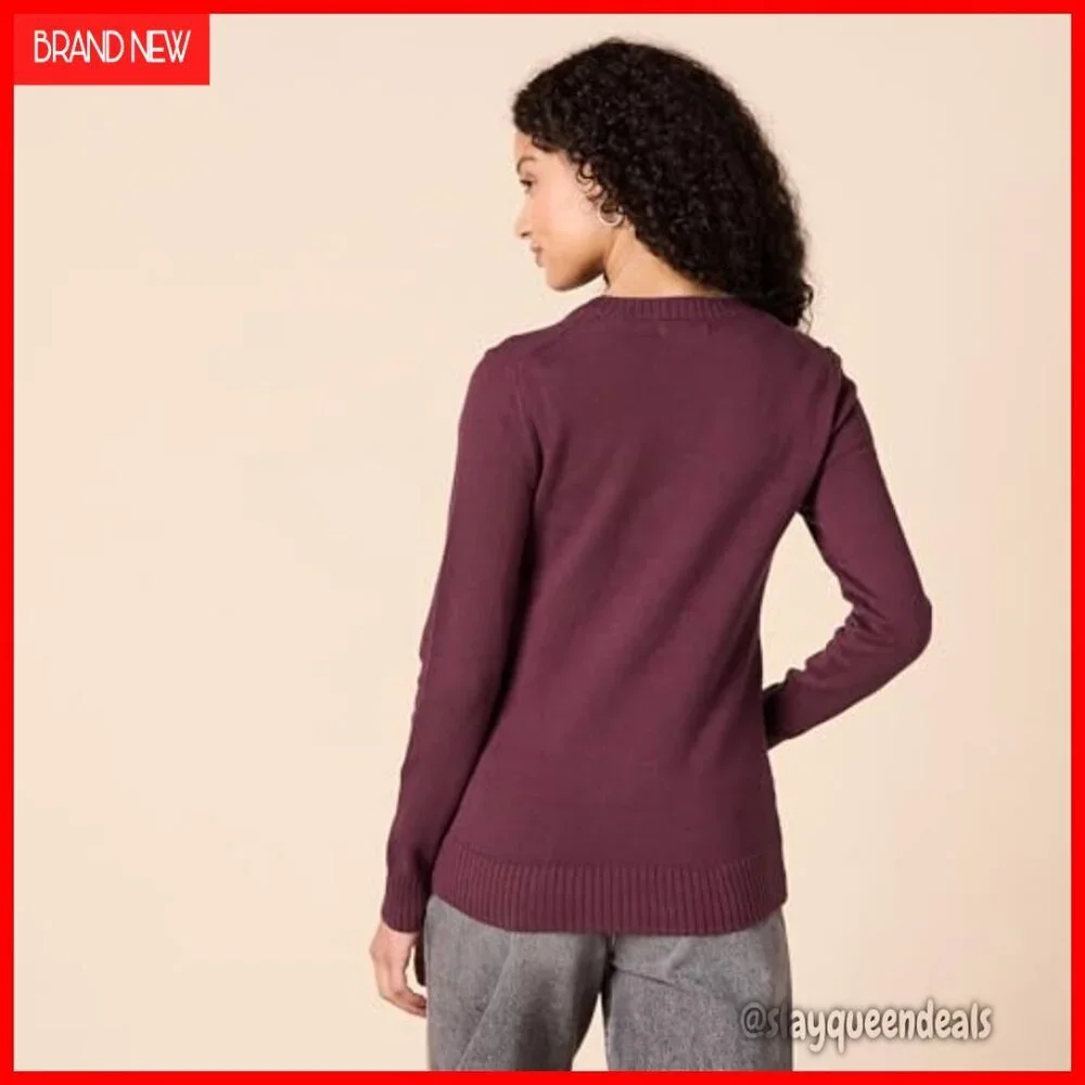 Women's 100% Cotton Crewneck Sweater Regular Fit Long Sleeve Pullover